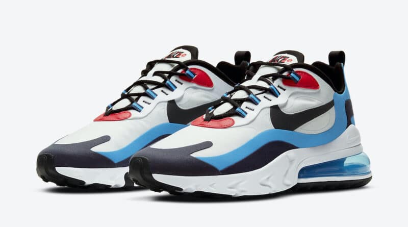 Pánské bílé tenisky a boty Nike Air Max 270 React White/Photo Blue-University Red DA2400-100 sportovní botasky a obuv Nike