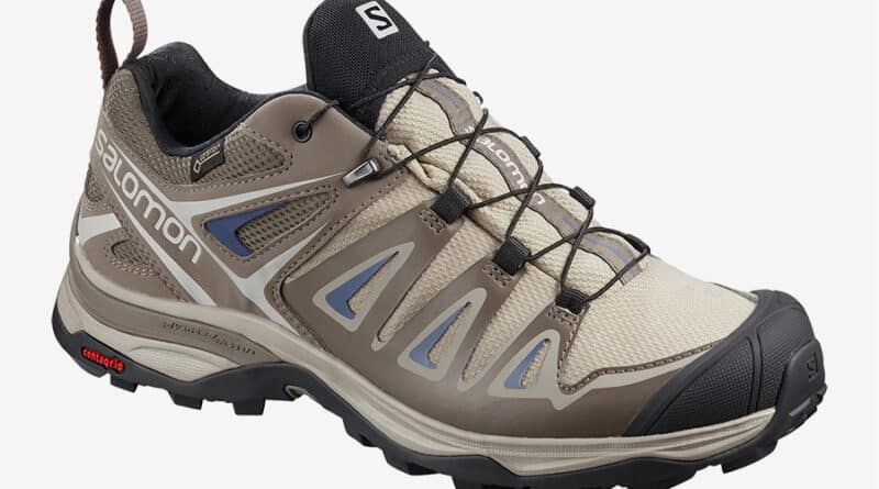 Dámské krémové béžové tenisky Salomon X Ultra 3 GTX W Vintage Kaki/Bungee Cord/Crown Blue 408146 turistické outdoorové boty a obuv Salomon