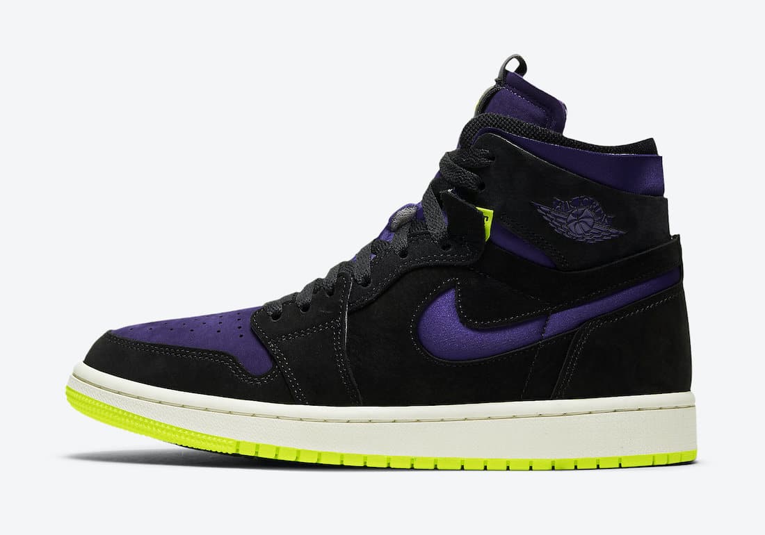 Dámské fialové černé tenisky Air Jordan 1 High Zoom WMNS Black/Court Purple-Lemon Venom-Sail CT0979-001 kotníkové boty a obuv Jordan