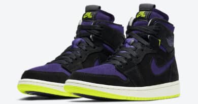 Dámské fialové černé tenisky Air Jordan 1 High Zoom WMNS Black/Court Purple-Lemon Venom-Sail CT0979-001 kotníkové boty a obuv Jordan