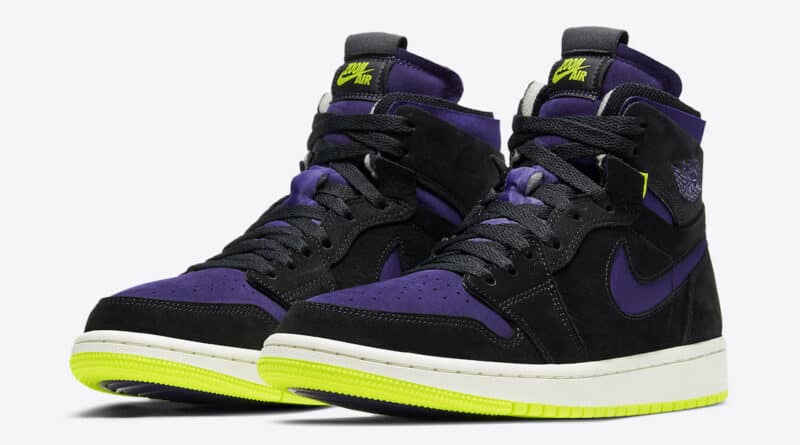 Dámské fialové černé tenisky Air Jordan 1 High Zoom WMNS Black/Court Purple-Lemon Venom-Sail CT0979-001 kotníkové boty a obuv Jordan