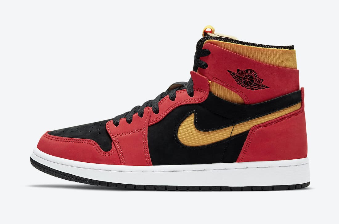 Pánské červené černé tenisky Air Jordan 1 Zoom Comfort Black/Chile Red-White-University Gold CT0978-006 semišové kotníkové boty a obuv Jordan