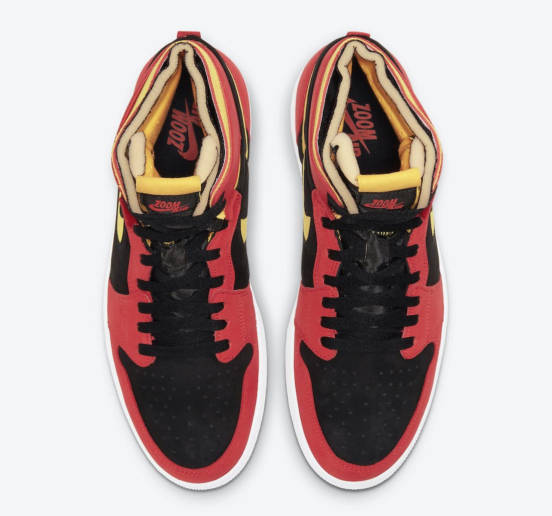 Pánské červené černé tenisky Air Jordan 1 Zoom Comfort Black/Chile Red-White-University Gold CT0978-006 semišové kotníkové boty a obuv Jordan