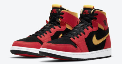 Pánské červené černé tenisky Air Jordan 1 Zoom Comfort Black/Chile Red-White-University Gold CT0978-006 semišové kotníkové boty a obuv Jordan