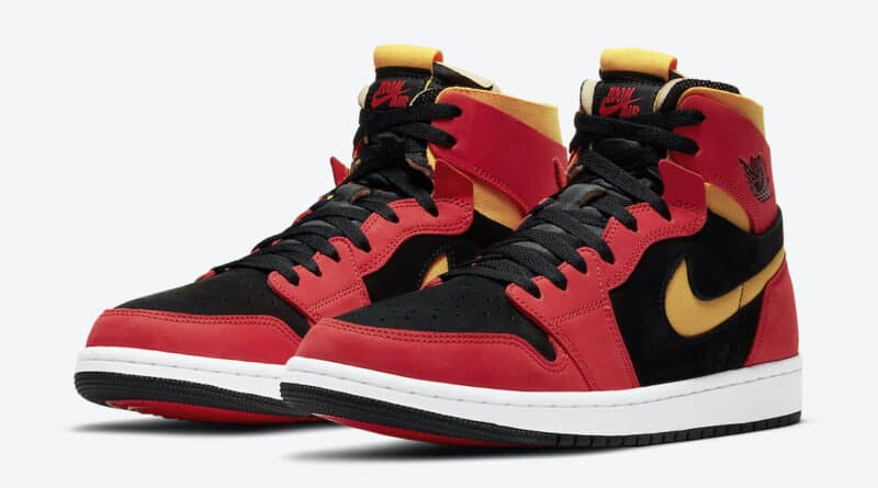 Pánské červené černé tenisky Air Jordan 1 Zoom Comfort Black/Chile Red-White-University Gold CT0978-006 semišové kotníkové boty a obuv Jordan