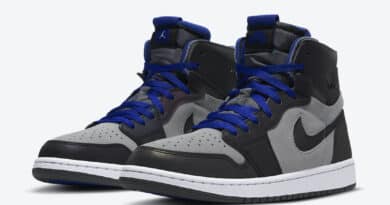 Pánské šedé tenisky Air Jordan 1 Zoom Comfort Iron Grey/Light Smoke Grey-Racer Blue-White DD1453-001 kotníkové boty a obuv Jordan