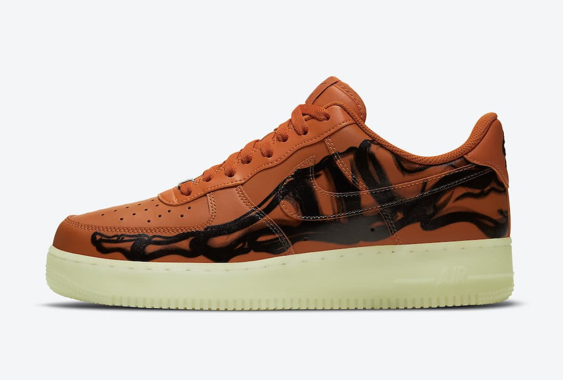 Pánské oranžové tenisky a botasky Nike Air Force 1 Skeleton Brilliant Orange/Black-Brilliant Orange CU8067-800 kožené boty a obuv Nike AF1