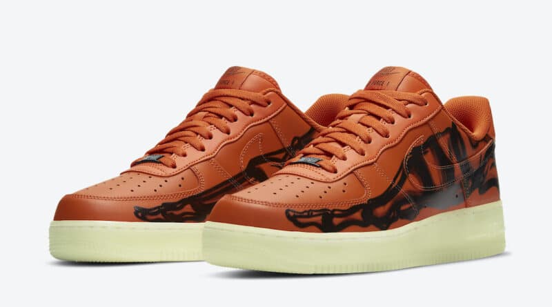 Pánské oranžové tenisky a botasky Nike Air Force 1 Skeleton Brilliant Orange/Black-Brilliant Orange CU8067-800 kožené boty a obuv Nike AF1