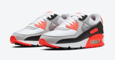 Pánské bílé šedé tenisky a boty Nike Air Max 90 OG Infrared White/Black-Cool Grey-Radiant Red CT1685-100 nízké botasky a obuv Nike