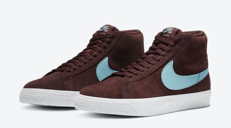 Pánské vínové tenisky Nike SB Blazer Mid Mystic Dates/Glacier Ice-Mystic Dates 864349-600 semišové a vysoké kotníkové boty a obuv Nike