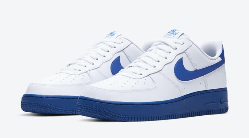 Pánské bílé modré tenisky a botasky Nike Air Force 1 Low White/Royal Blue CK7663-103 nízké kožené boty a obuv Nike AF1