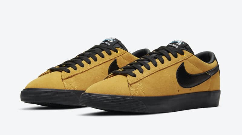 Pánské zlaté černé tenisky a boty Nike SB Blazer Low GT University Gold/Black 704939-700 nízké skate botasky a obuv Nike