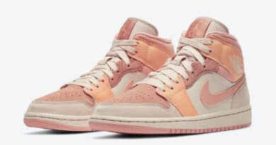 Dámské růžové a krémové tenisky Air Jordan 1 Mid Atomic Orange/Apricot Agate-Terra Blush DH4270-800 kotníkové boty a obuv Jordan