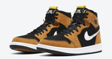 Pánské hnědé černé tenisky Air Jordan 1 Zoom Comfort Black/White-Monarch-Opti Yellow CT0978-002 semišové kotníkové boty a obuv Jordan