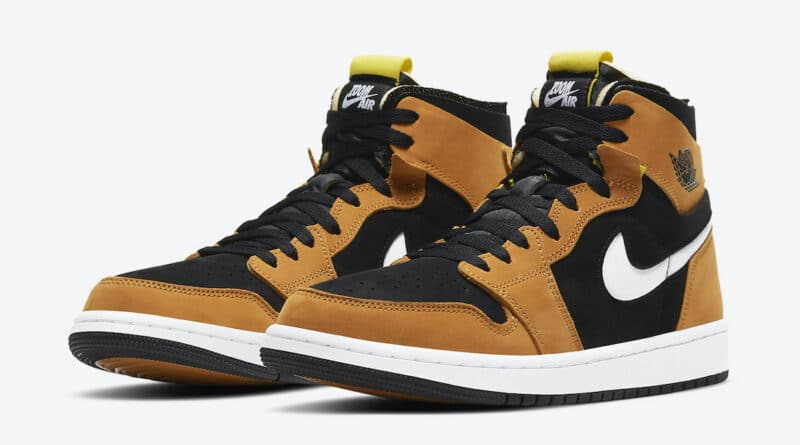 Pánské hnědé černé tenisky Air Jordan 1 Zoom Comfort Black/White-Monarch-Opti Yellow CT0978-002 semišové kotníkové boty a obuv Jordan