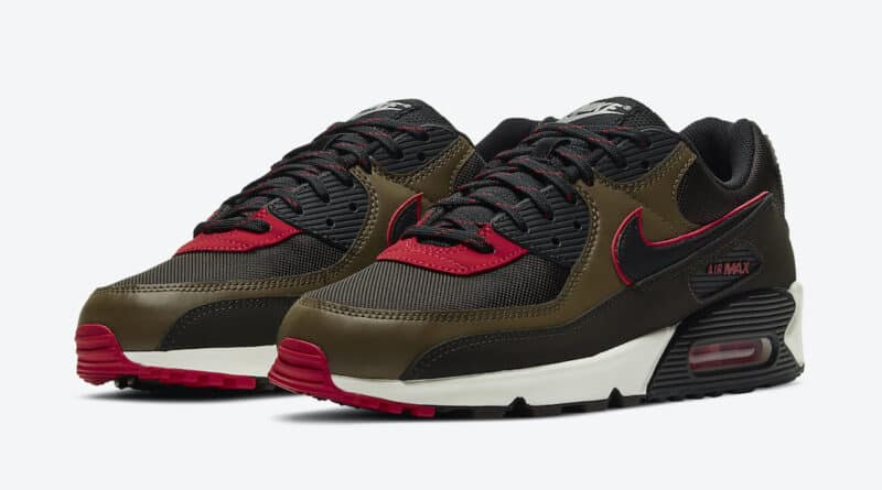 Pánské černé hnědé tenisky a boty Nike Air Max 90 Velvet Brown/University Red-Yukon Brown-Black CT1686-200 nízké botasky a obuv Nike