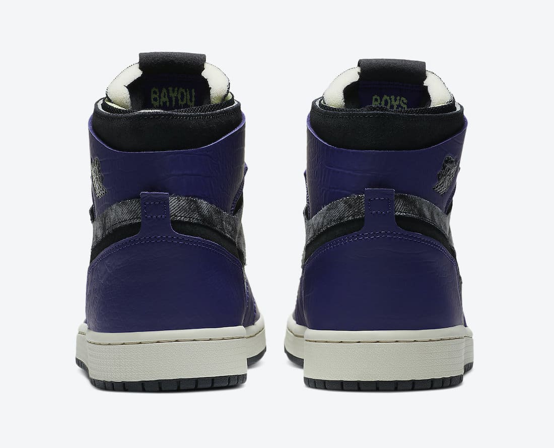 Pánské černé fialové tenisky Air Jordan 1 Zoom Comfort Bayou Boys New Orchid/Lime Blast-Black DC2133-500 kotníkové boty a obuv Jordan