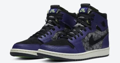 Pánské černé fialové tenisky Air Jordan 1 Zoom Comfort Bayou Boys New Orchid/Lime Blast-Black DC2133-500 kotníkové boty a obuv Jordan