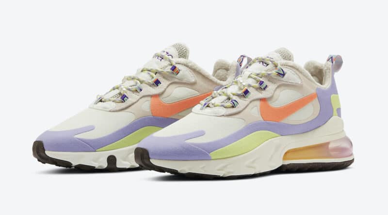 Pánské bílé tenisky a boty Nike Air Max 270 React White/Beige/Orange/Purple-Yellow DC3276-101 sportovní botasky a obuv Nike