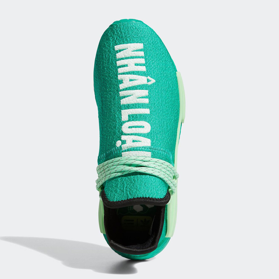 Pánské zelené tenisky a boty Pharrell x adidas NMD Hu Green/Black/White/Green GY0089 nízké sportovní botasky a obuv adidas