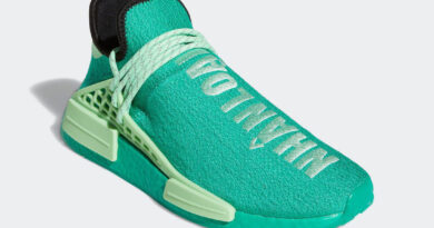 Pánské zelené tenisky a boty Pharrell x adidas NMD Hu Green/Black/White/Green GY0089 nízké sportovní botasky a obuv adidas