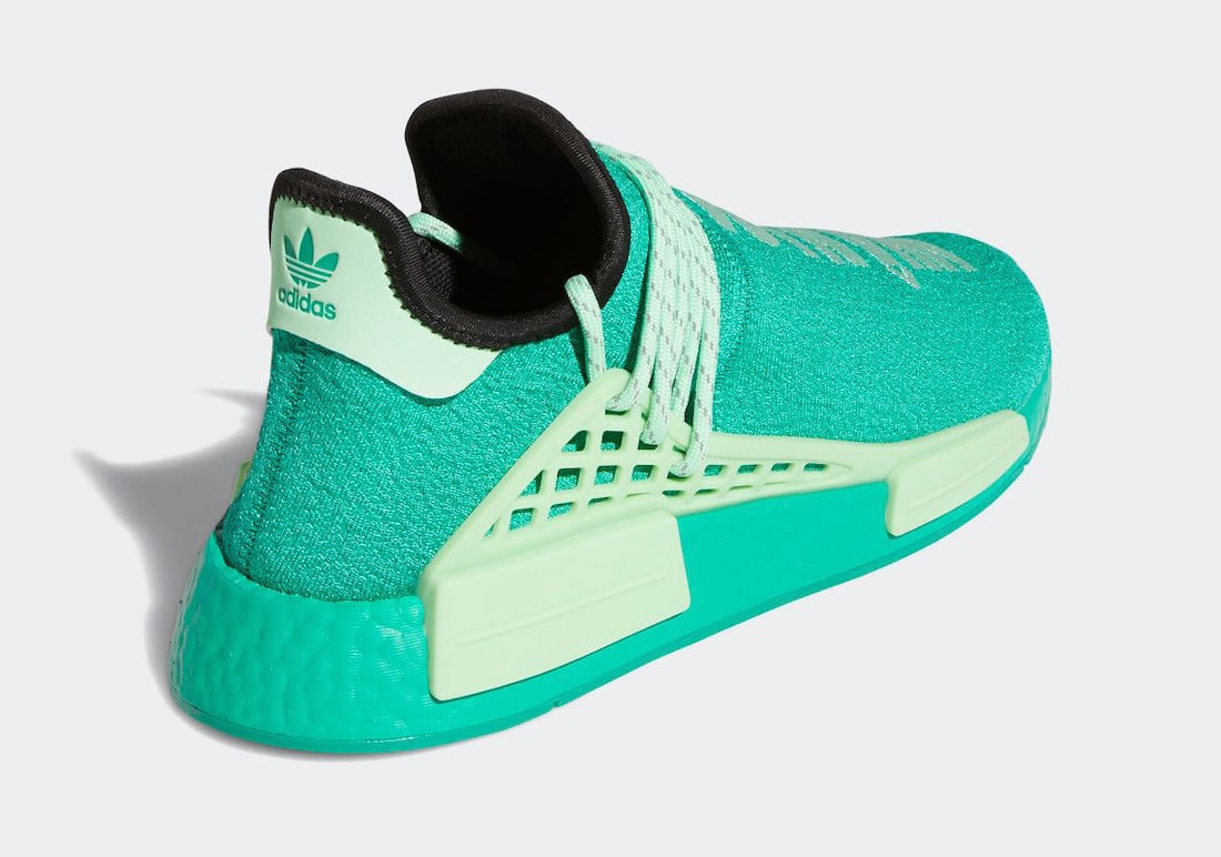 Pánské zelené tenisky a boty Pharrell x adidas NMD Hu Green/Black/White/Green GY0089 nízké sportovní botasky a obuv adidas