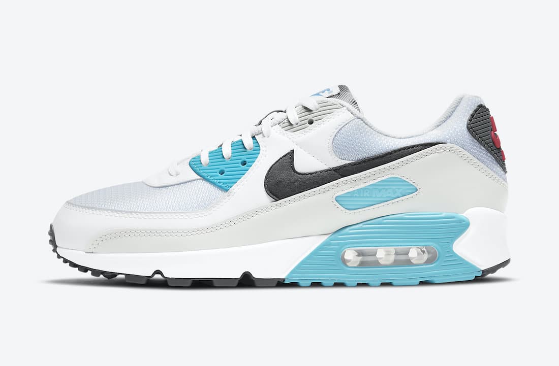 Pánské bílé tenisky a boty Nike Air Max 90 White/Iron Grey-Chlorine Blue CV8839-100 sportovní nízké botasky a obuv Nike