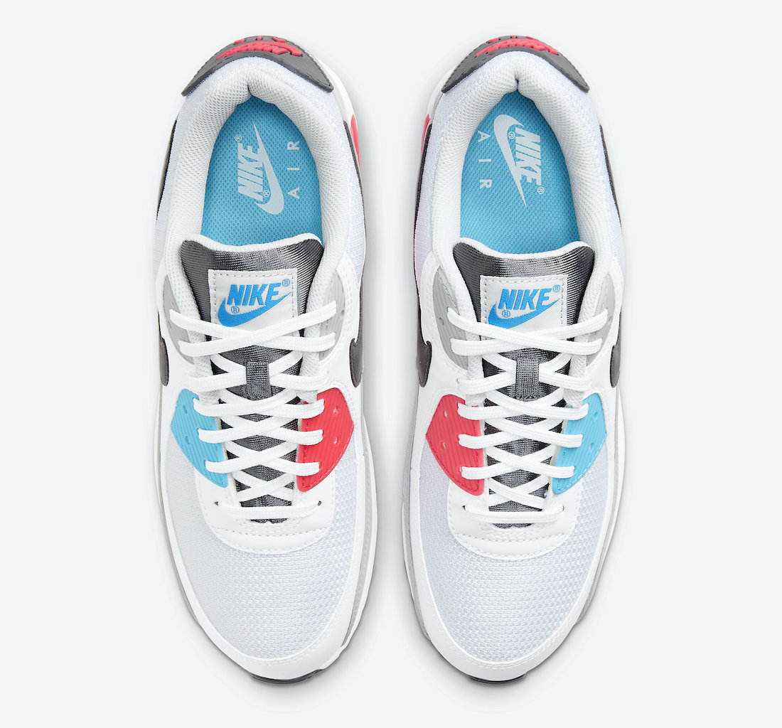 Pánské bílé tenisky a boty Nike Air Max 90 White/Iron Grey-Chlorine Blue CV8839-100 sportovní nízké botasky a obuv Nike