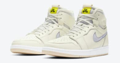 Pánské bílé krémové tenisky Air Jordan 1 Zoom Comfort Sail/Pearl White-White-LT Voltage Yellow II CT0979-107 kožené kotníkové boty a obuv