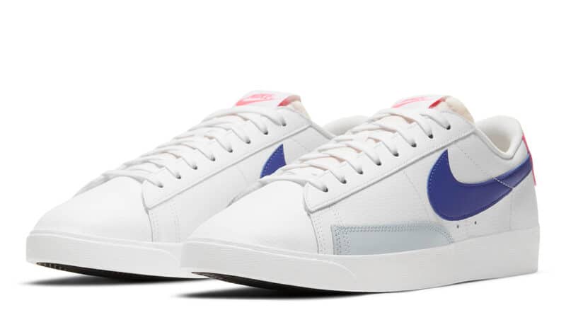 Pánské bílé tenisky a boty Nike Blazer Low White/Hyper Pink-Concord-Pure Platinum DC9211-100 sportovní kožené botasky a obuv Nike