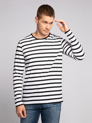 Pánské černo bílé tričko Mishumo Long-Sleeved Top white/black MI-13494