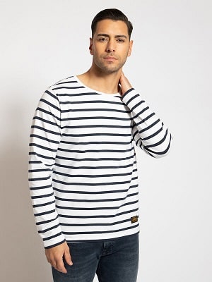Pánské modro bílé tričko Khujo Long Sleeve Top white/navy