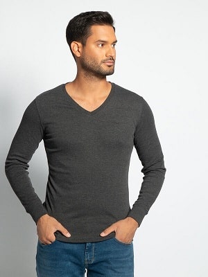 Pánské tmavě šedé tričko LTB Long Sleeve Top grey melange 218